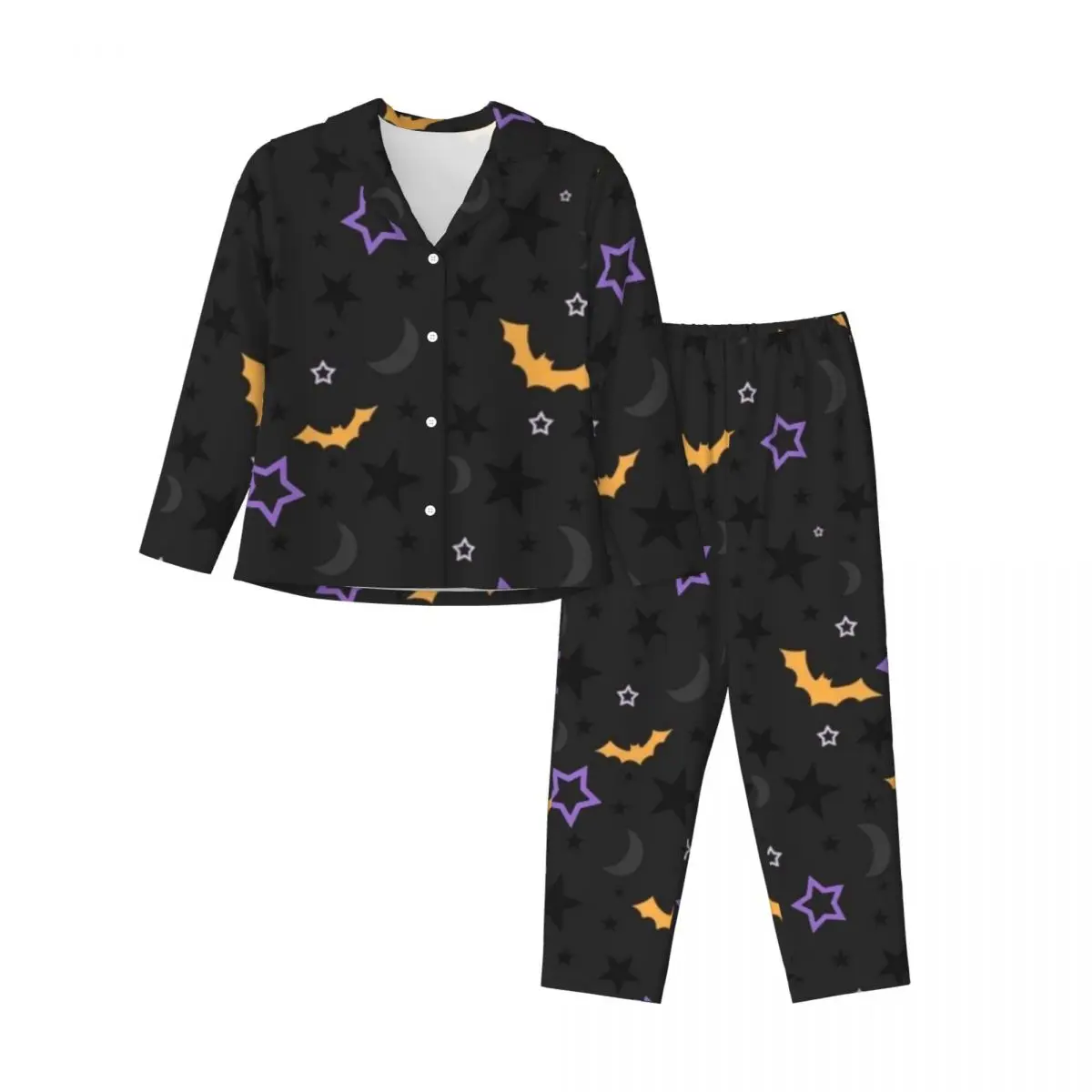 

I Love Halloween Women's Pajamas Set Button Down Pajama 2 Piece Suit Pyjama Femme Nightwear Loungewear