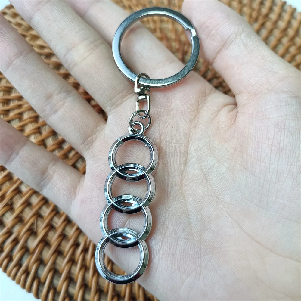 Audi Keychain Metal Emblem Style Silver Keyring for a3 8p a4 b6 q5 b9 b8 a6 c7 q3 c5 Car Motorcycle Accessories Fashion Gifts