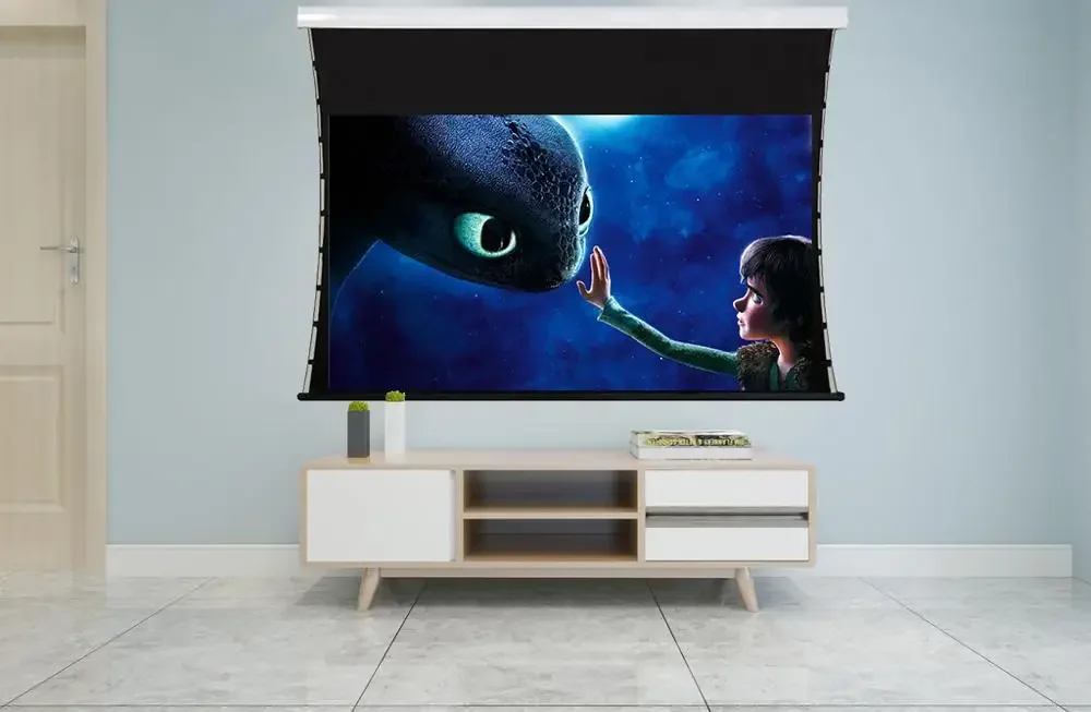 100 "TAB-TENSION motorized Projector Screen, Soft Matte White, สีเทา Projector หน้าจอ3D 4K ราคาดี