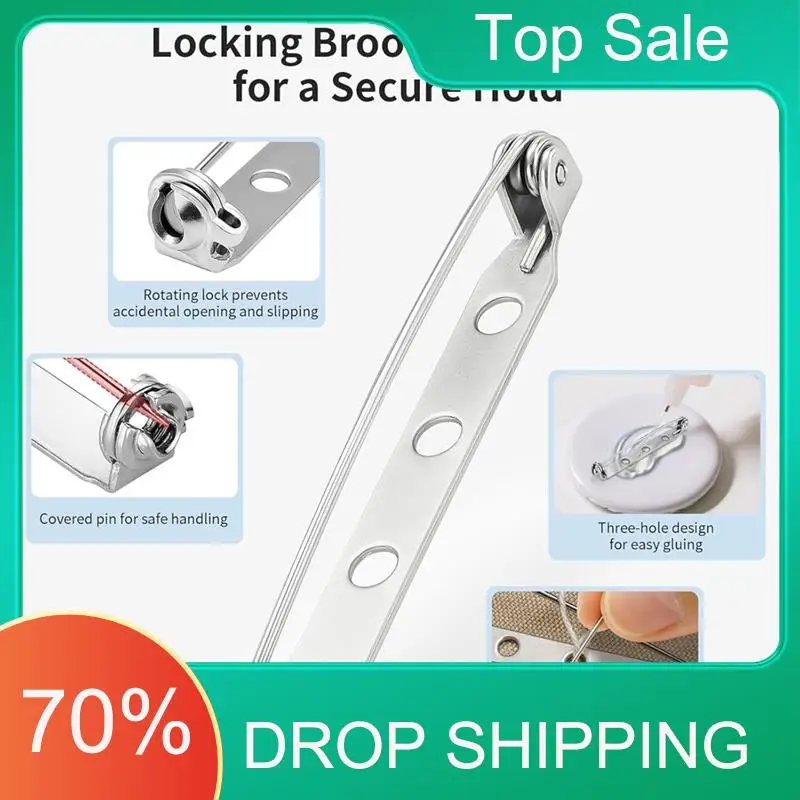 ^Arrival -Clasp Brooch Pin Backs:50Pcs 1.5 Inch Badge-Pin Attachments Easy To Use With Lock Included For Crafts