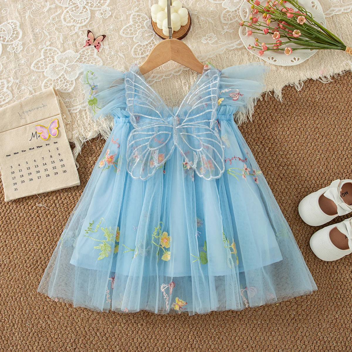 Summer New Birthday Party Baby Girl Dress Sweet Embroidered Chiffon Children'S Clothing (9 Months -4 Years Old)