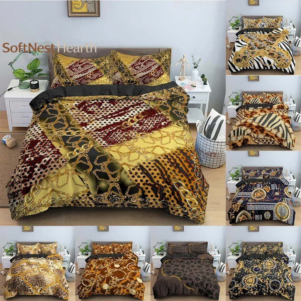 2026 3D Chain Pattern Bedding Set Duvet Cover Comforter Covers For Bedroom Twin King ​Size Soft Quilt Cover With Pillowcase 2/3