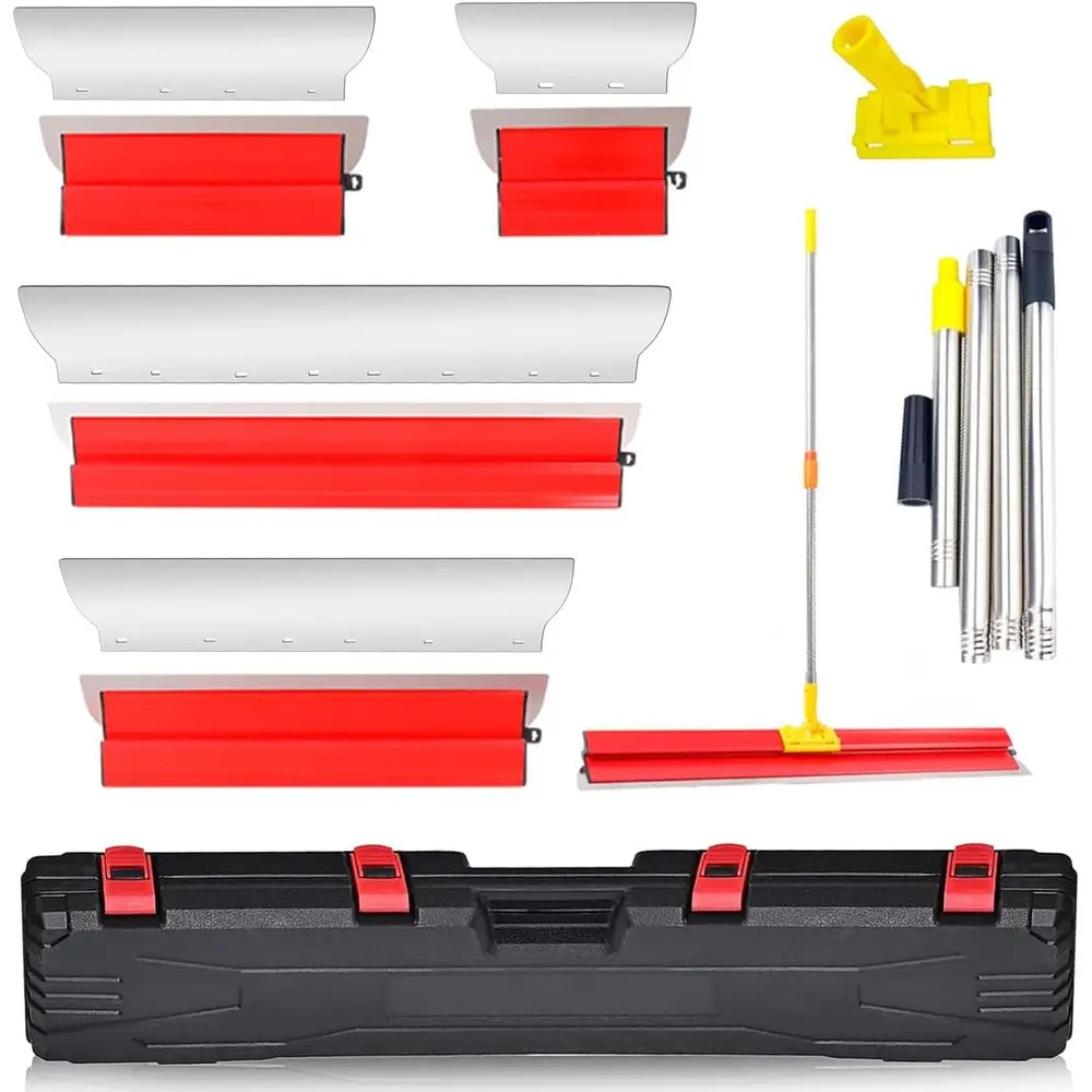 

Drywall Skimming Blade Set with Extension Handle, 4 Sizes: 10, 15, 24, 31 Thickened Blades for Professional Drywall Finishing