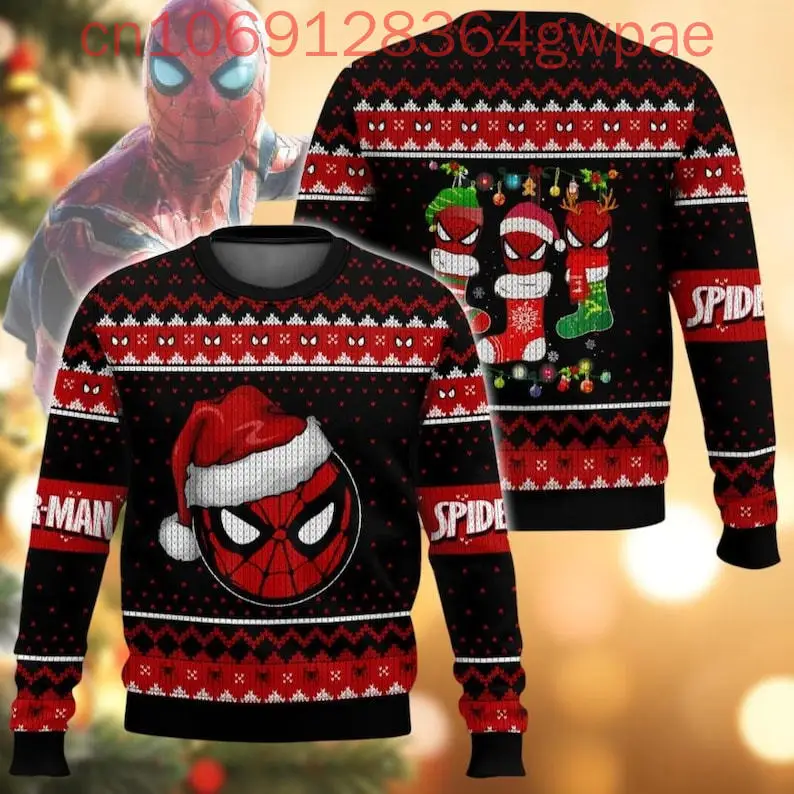 Spiderman Christmas Ugly Sweaters Christmas Gift Disney Superhero Movie 3D Print Christmas Ugly Sweaters Fashion Casual Sweater