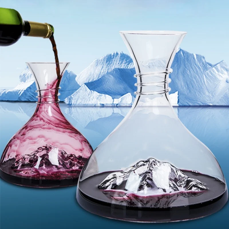 

1500-2000ml Creative Iceberg Wine Decanter Lead-Free Crystal Glass Ice Cube Separator Feel Ice Fire Bar Tools Wine Bottle Jug