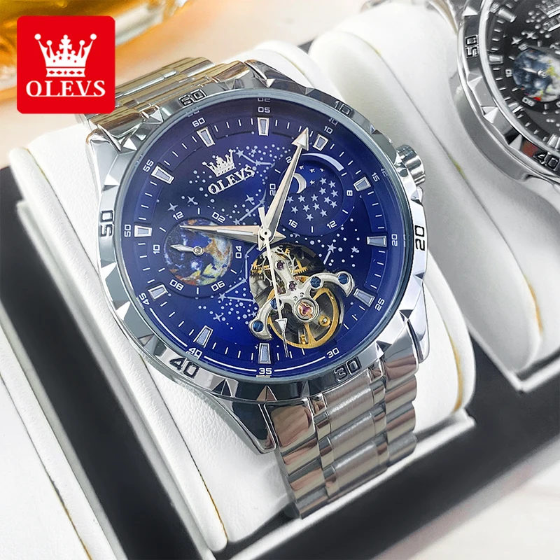 

OLEVS 6689 Men Watch Luxury Starry Sky HD Luminous Waterproof Moonphase Watch Fashion Original Men Automatic Mechanical Watch