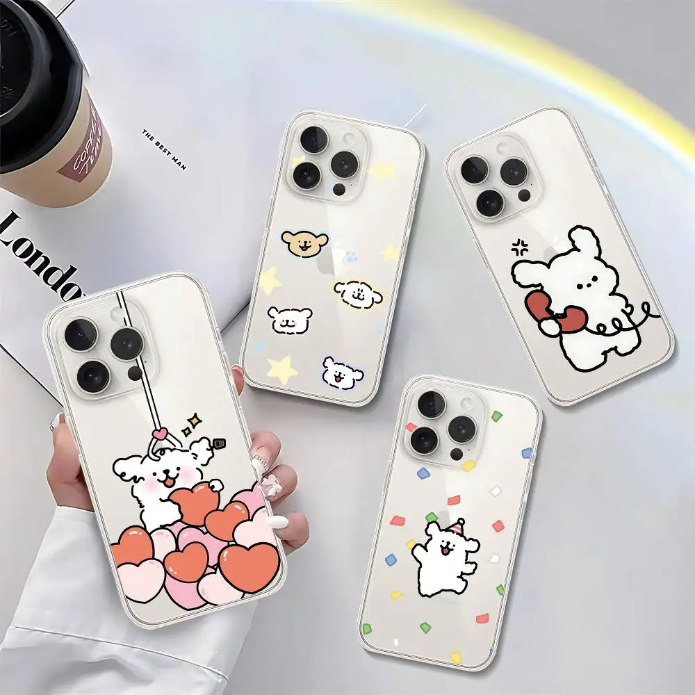 حافظة هاتف لطيفة M-Maltese-S لهاتف آيفون 17 16 15 14 Plus 13 12 11 Pro Max غطاء خلفي شفاف مضاد للصدمات