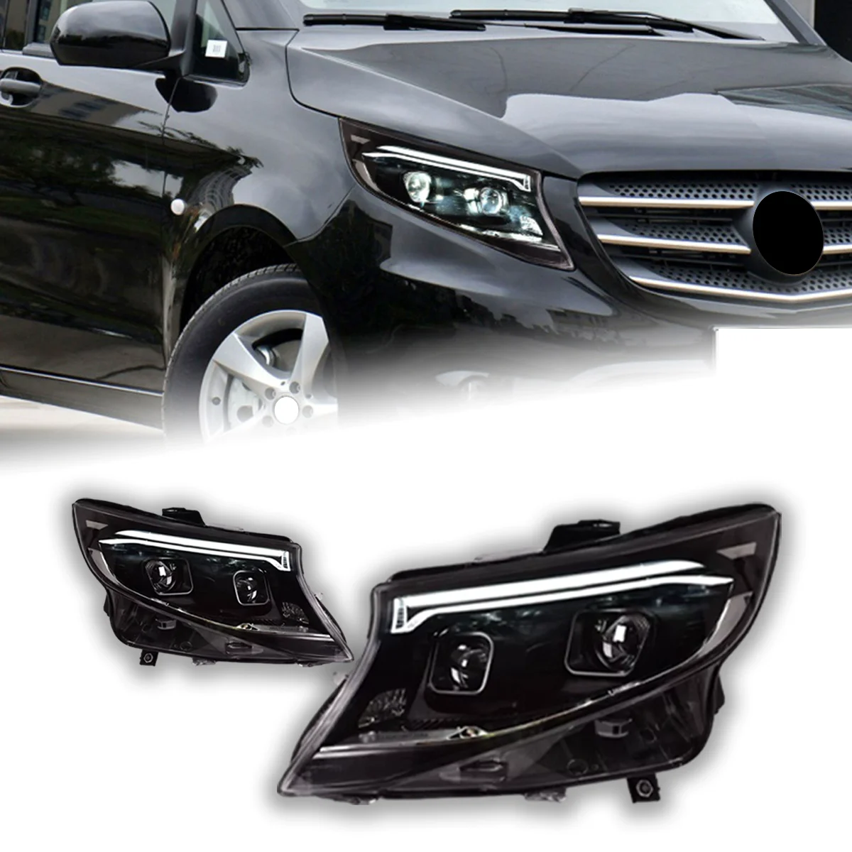 

Front Headlight Assembly for Mercedes Benz V-Class vito V260 V250 16-23 modified new style Turn signal Car Daytime running Light