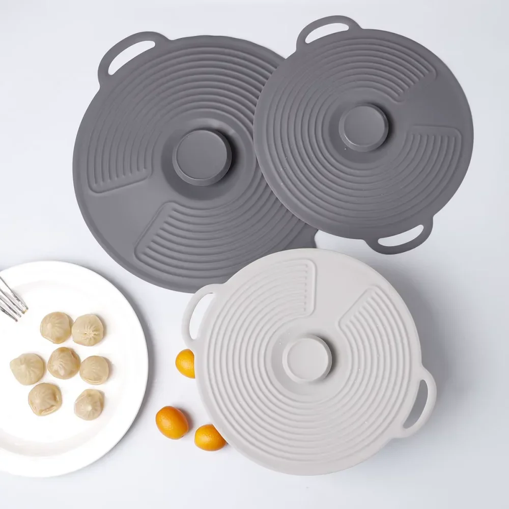 Universal Heat-resistant Silicone Lid Anti Splatter with Handle Microwave Splash Lid Dust-proof Sealed Pot Cover Refrigerator