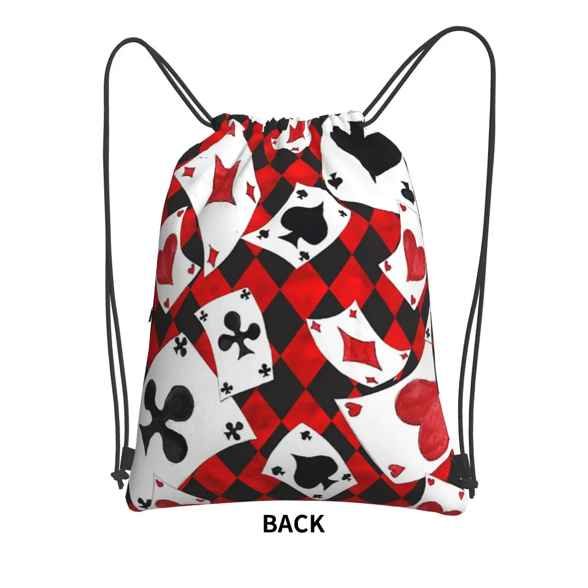 Cool Poker Playing Cards Pattern Gambling Card Game Backpacks Casual Drawstring Bags Shoes Bag Book Bags for Travel Students