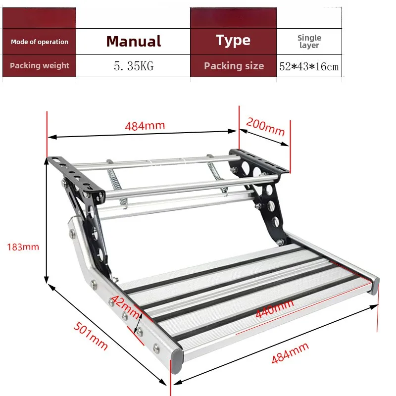 Caravan Foot Steps Manual Folding Ladder Steps Aluminum Alloy Telescopic Non-slip Camper Travel Trailer Caravan Accessories