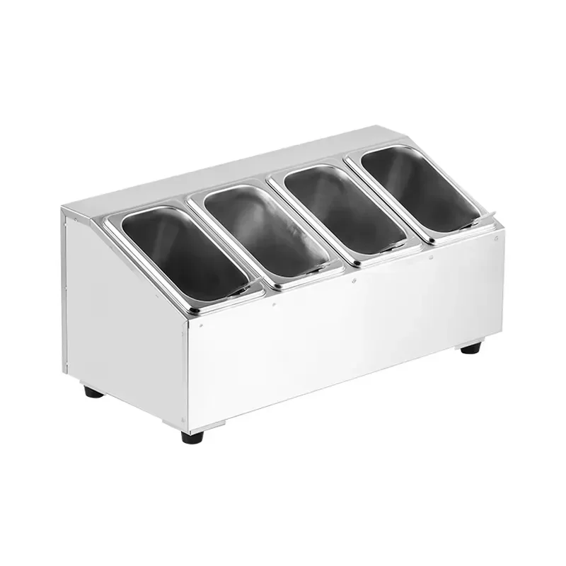 Modern Stainless Steel Bar Accessories Set for Restaurant Fruit Salad Prep Station with Seasoning Box and Vanilla Dressing