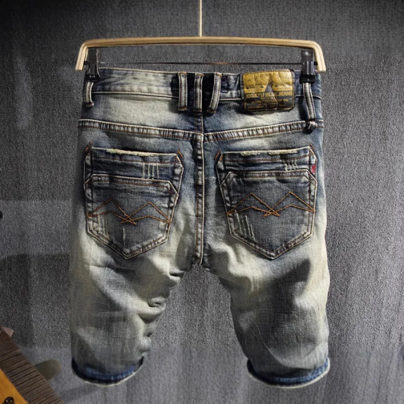 2025年春トレンド レトロ ヴィンテージ ブリティッシュジーンズ メンズ トレンドブランド 若者向け ストレッチ スリムフィット 細身 デニムパンツ