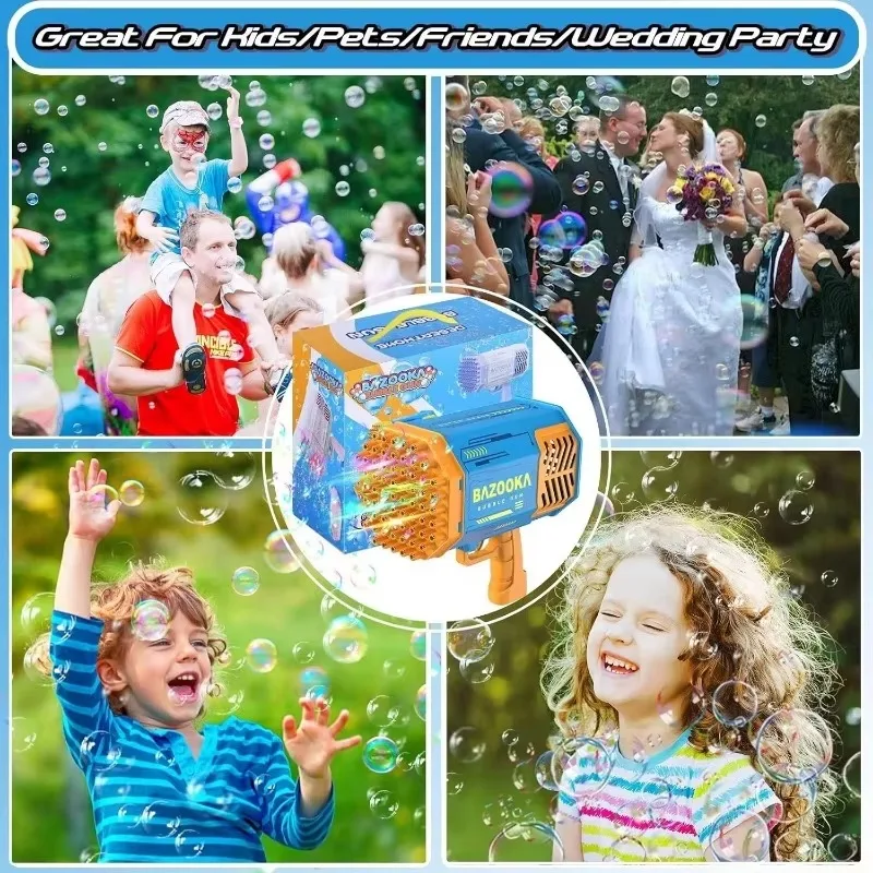 69 Hole Rainbow Bubble Gun Children's Toy Rocket Launcher Hand-held Full-automatic Electric Bubble Machine Toys Gun