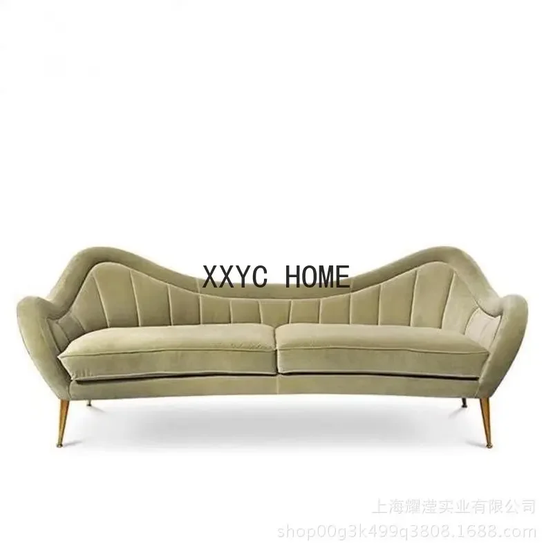 

Simple modern stainless steel casual fabric three-person sofa