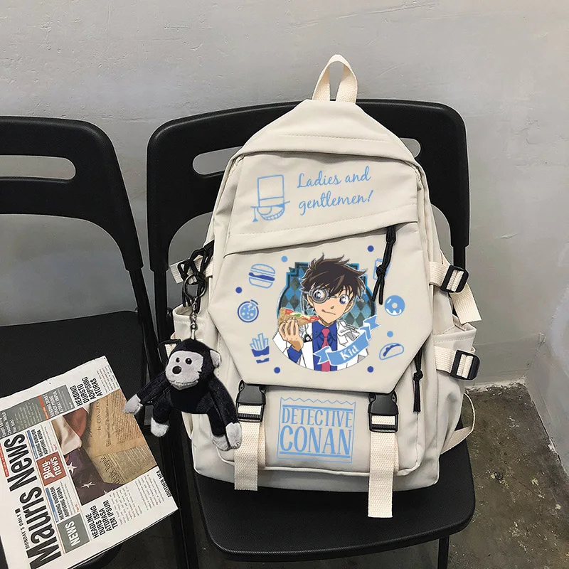 Conan-Kawaii Anime Mochila para meninos e meninas, bolsa escolar fofa para estudantes, moda laptop, sacos de livros