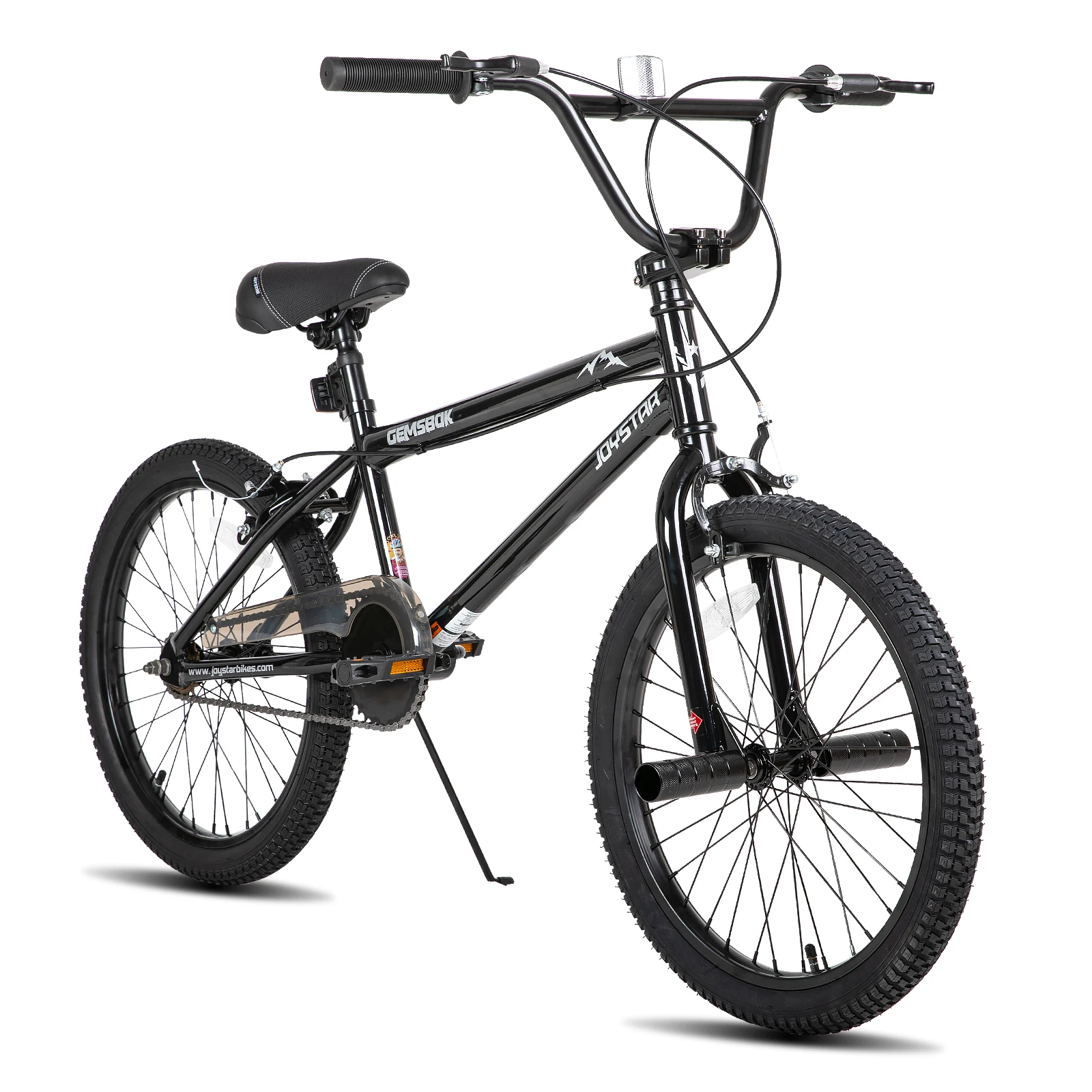 دراجة JOYSTAR للأطفال BMX مقاس 20 بوصة للأولاد والبنات من عمر 7 إلى 12 عامًا، دراجات أطفال مقاس 20 بوصة للمبتدئين، فرامل يد مزدوجة، أوتاد، أسود