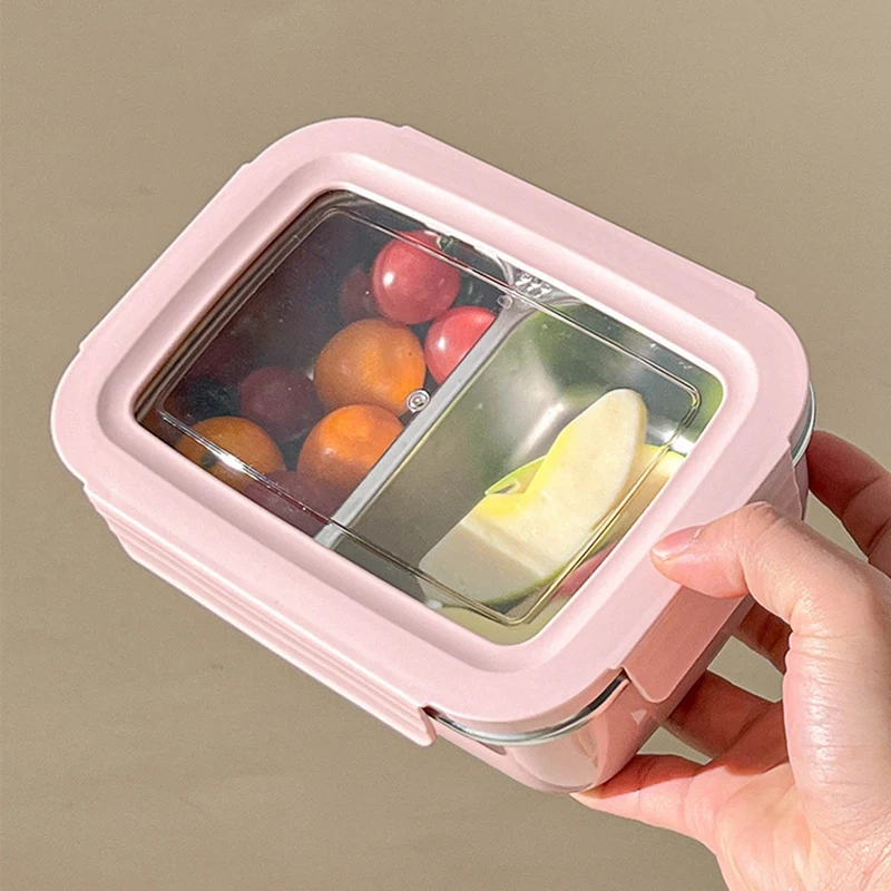 304 Stainless Steel Divided Bento Lunch Box with Detachable Lid Student Large Capacity Sealed Lunch Container A 230ML-AD23 view 4
