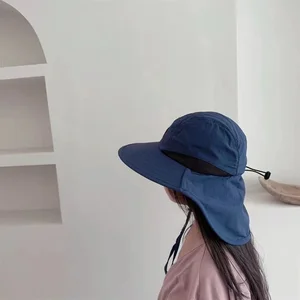 Topi Panama Tahan Air dan Cepat Kering Pinggiran Lebar Musim Panas Uniseks Topi Ember Pelindung Luar Ruangan Topi Matahari Bersirkulasi Jaring dengan Penutup Leher 12 topi tahan air penjualan terbaik - №