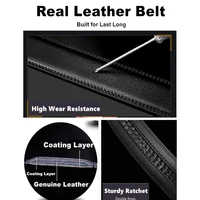 Ceinture décontractée en cuir véritable de haute qualité pour hommes, ceintures à boucle automatique réglables, ceinture à cliquet découpable noir/marron pour hommes 6