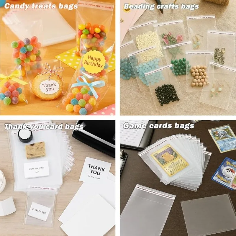 100 Stück transparente, selbstklebende OPP-Beutel, wiederverschließbare, durchsichtige Cellophan-Verpackungsbeutel für Schmuck, Accessoires, Süßigkeiten, Kekse und Geschenke. – Detail 3