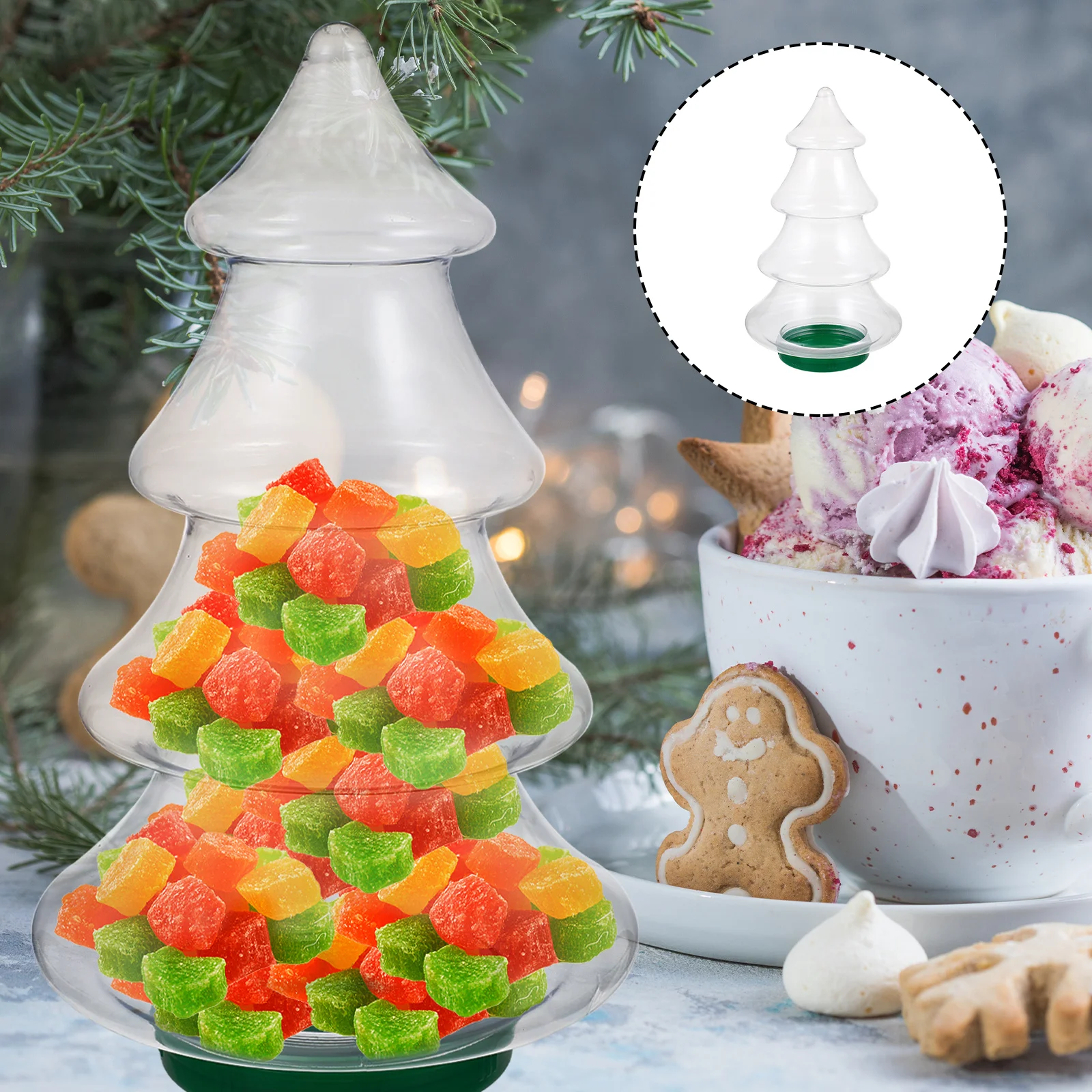 

Christmas Tree Candy Jar Transparent Cookie Bottle Festive Party Decorative Storage Container Christmas Candy Jar