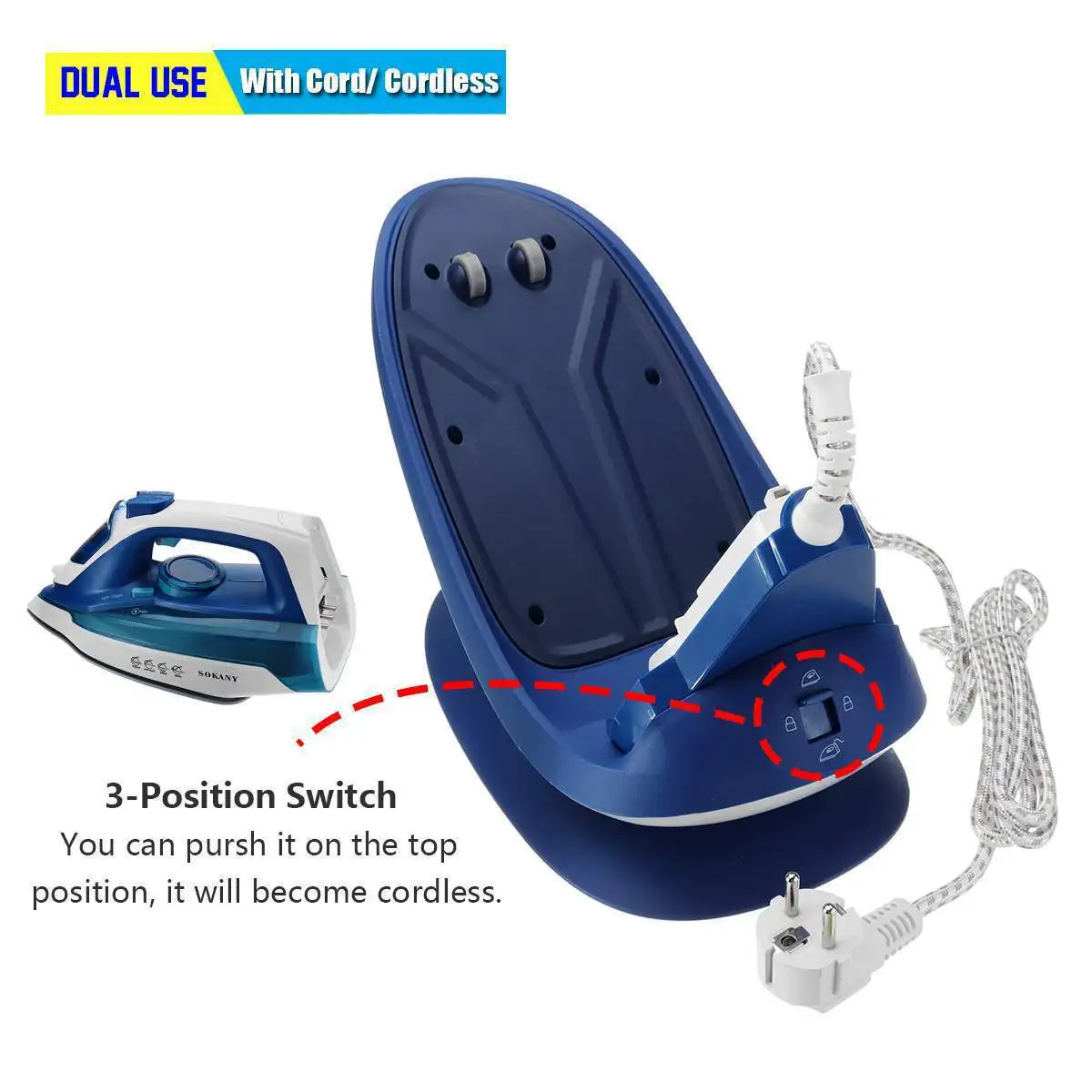 220V Portable Steam Iron for Clothes 2400W Wireless Handheld Travel Steam Ironing Machine Garment Steamer