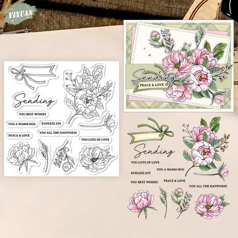 Spring Season Flowers Clear Stamp Set DIY Scrapbooking Silicone Stamp Card Making Crafts Albums Decor