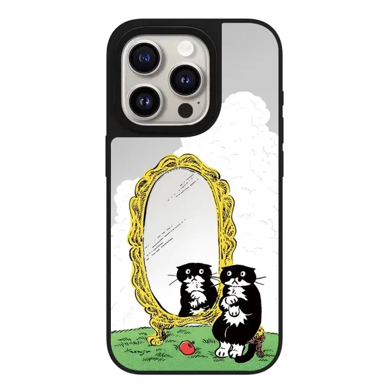 

Black Cat Mirror Magnetic Phone Case Cover for IPhone 11 12 13 14 15 16 Pro Max Case