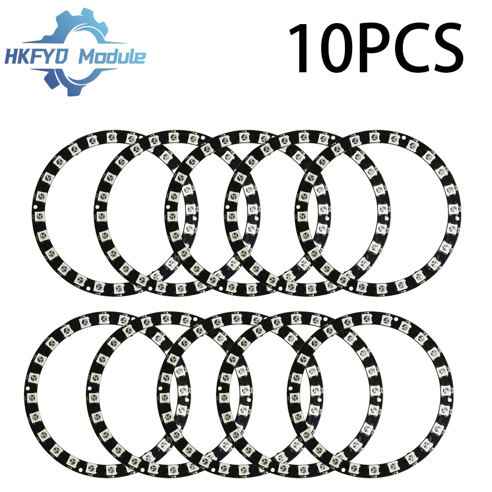 1-10pcs WS2812 5050 RGB LED Module 24bit Full-Color Round Development Board Individually Addressable Smart Light for DIY Project