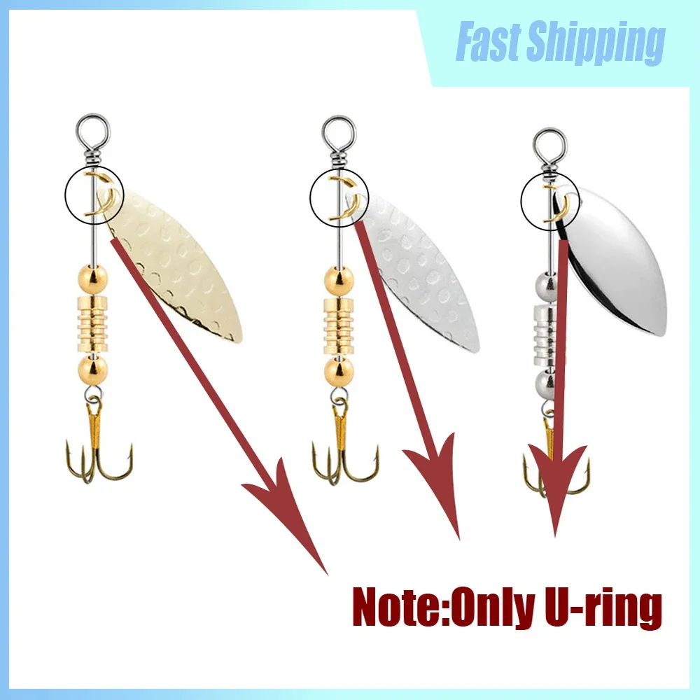 100pcs Fishing Rotating Piece U-ring Connector Gold Silver Fishing 6*6mm Bait Spinner Tool Fishing Lures Connect Accessories