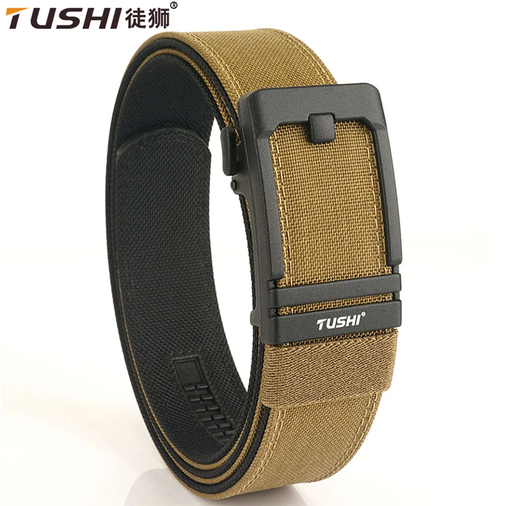 

TUSHI New 3.8CM Hard Tactical Belt for Men Metal Automatic Buckle IPSC Gun Belt 1100D Nylon Military Belt Outdoor Sports Girdle