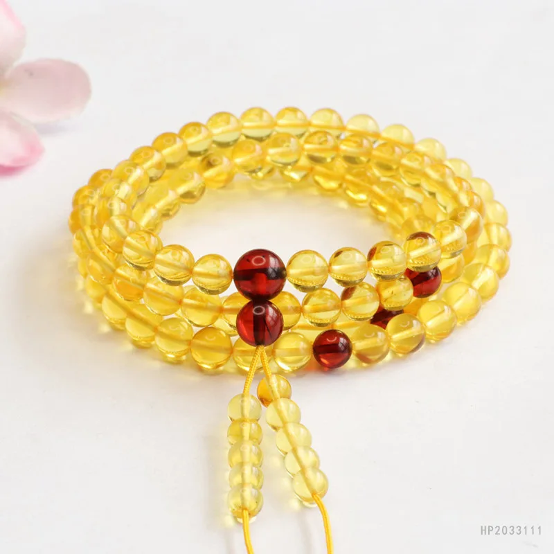 

Браслет из натурального янтаря Mala 108, ожерелье из бисера, женское ожерелье из натурального балтийского янтаря, многослойные браслеты с кисточками, подарки для подруги и мамы