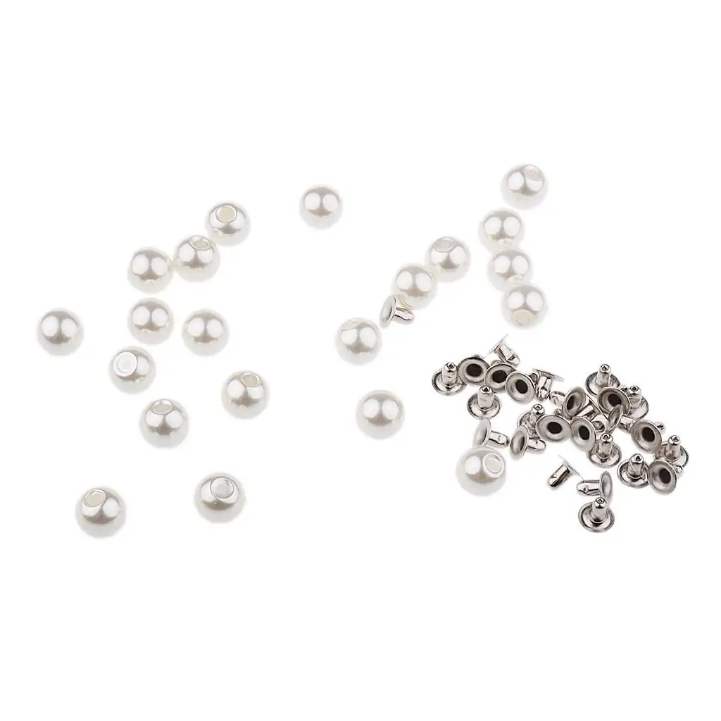 Round Pearl Rivet Studs Plastic Bead Decorative Buttons Garment Tools for DIY Leather Bracelets Bags