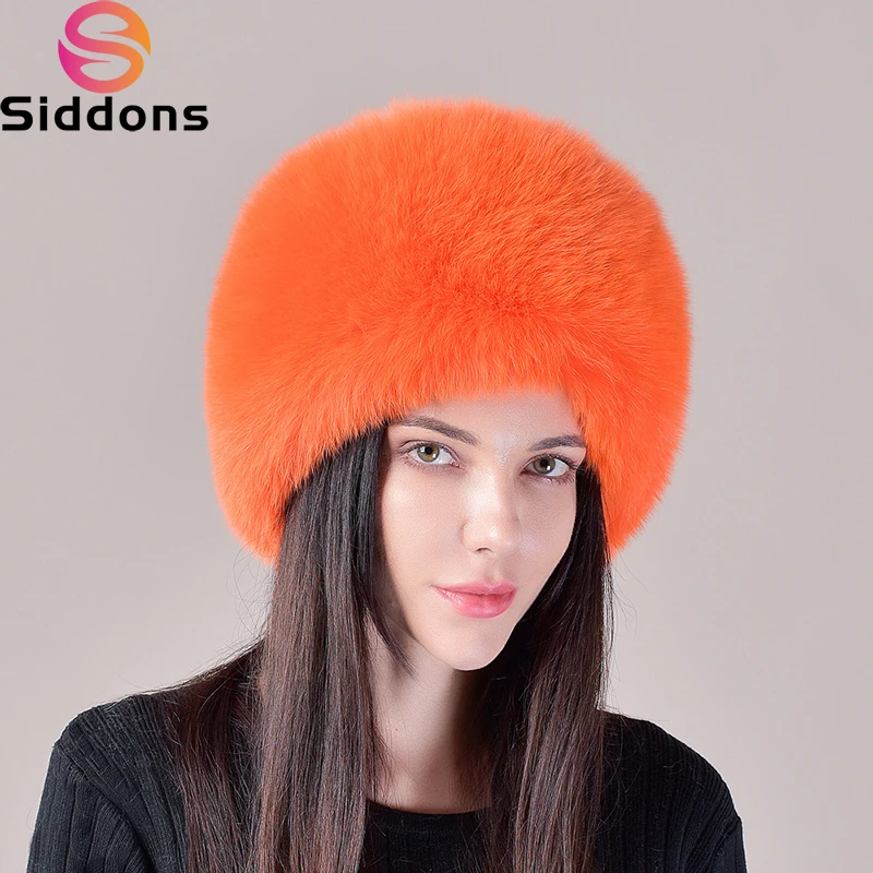 2024 Hot Sale Winter Women Fox Fur Hat Fluffy Soviet Female Outdoor Warm Cap Snow Fur Hats 5 tails Real Fox Fur Cold Bomber Hats