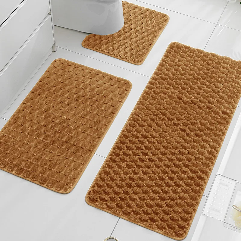 3Pcs Bathroom Soft Absorbent Fluffy Mats U-Shaped Non-Slip Floor Mat Can Wash Door Mat Carpet For Home hotel Toilet Products
