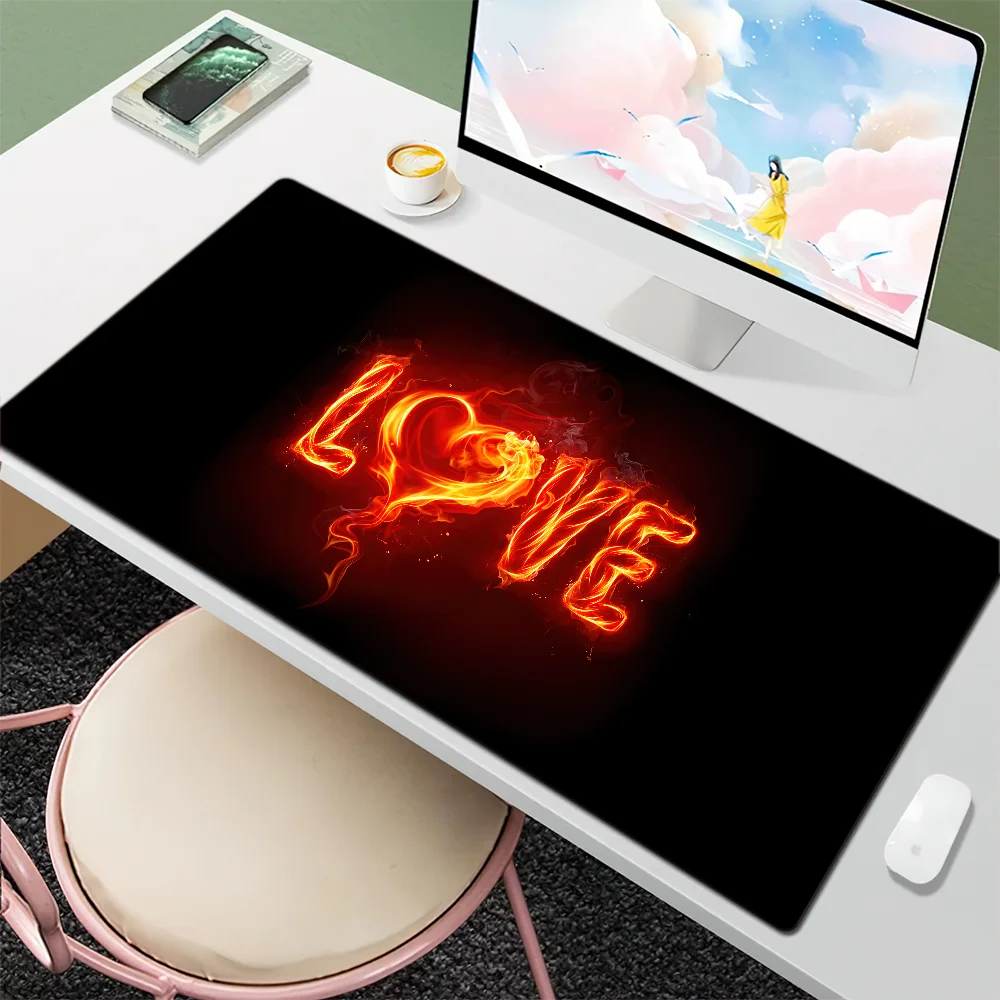 لوحة ماوس فنية من Love Fire، حصيرة مكتبية كبيرة غير قابلة للانزلاق ومضادة للفرش، لوحة مفاتيح مريحة للمكتب والمطاط والكمبيوتر المنزلي مخصصة