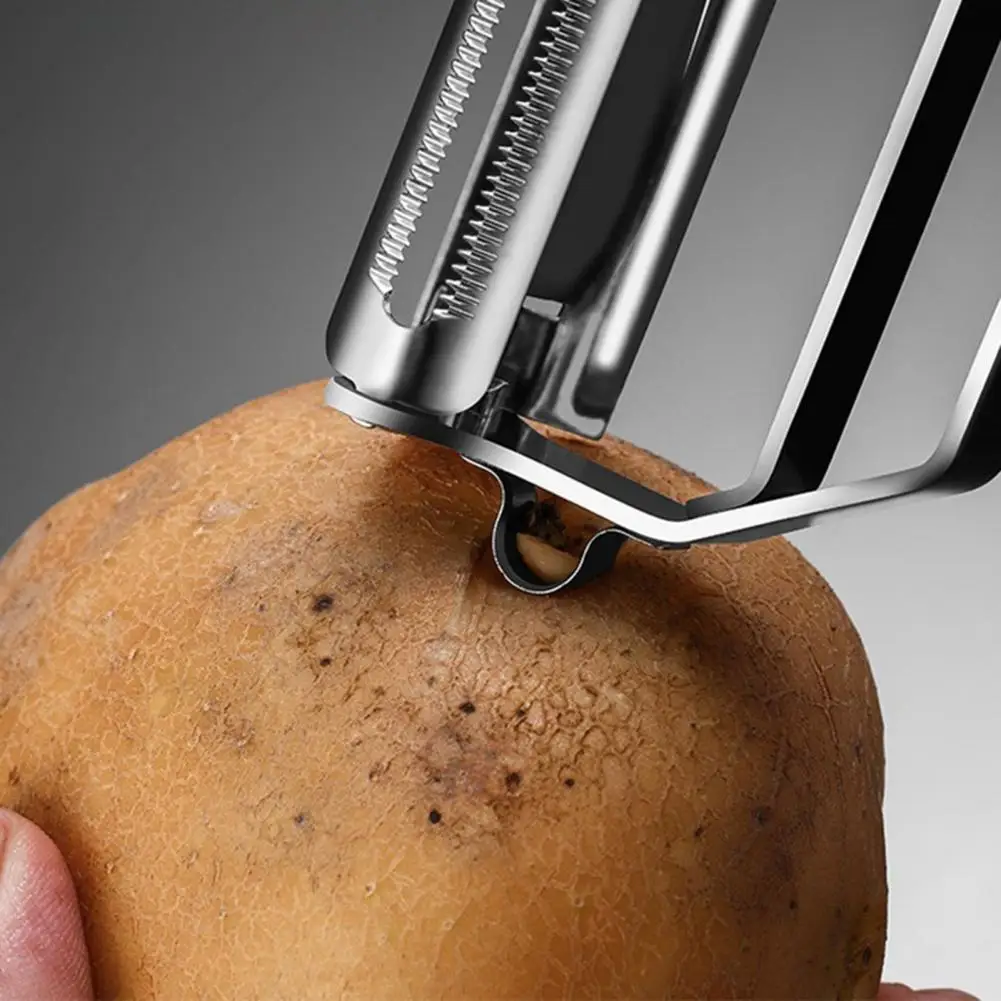 Fruit Vegetable Slicer Stainless Steel Peeler with Dual Blades Multi-function Kitchen Tool for Slicing Shredding Rust-resistant