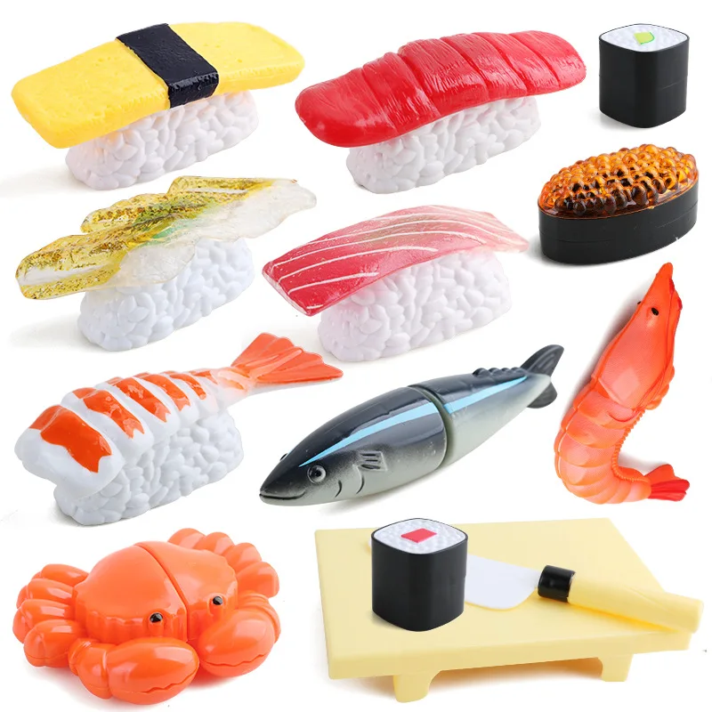 Children Girls Play House Sushi Cutting Music Toys Simulation Sushi Seafood Food Scene Kitchen Cutting Toys Kids Birthday Gifts