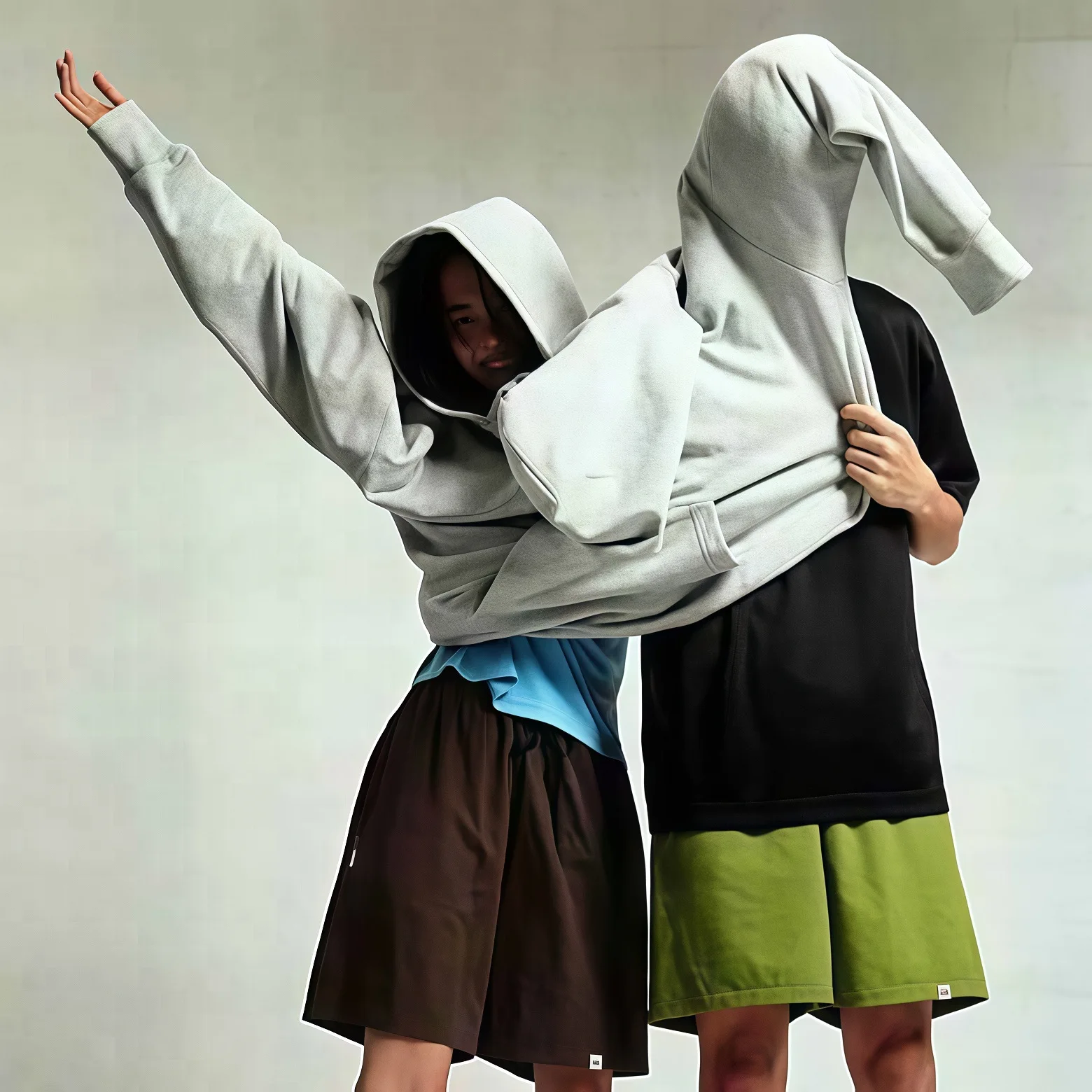 Close-fitting casais rer hoodie solto longo sve overhead ket sweater cor pura cross-border criativo ex terno