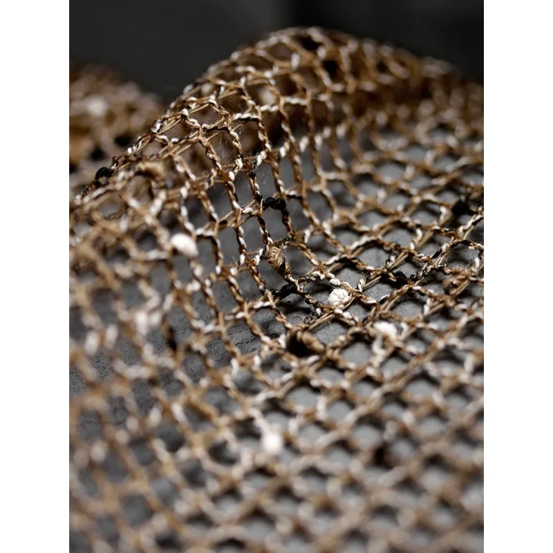 Billion Light-years Retro Old Brown Knitted Gauze Openwork Perspective Texture Clothing Designer Fabric.