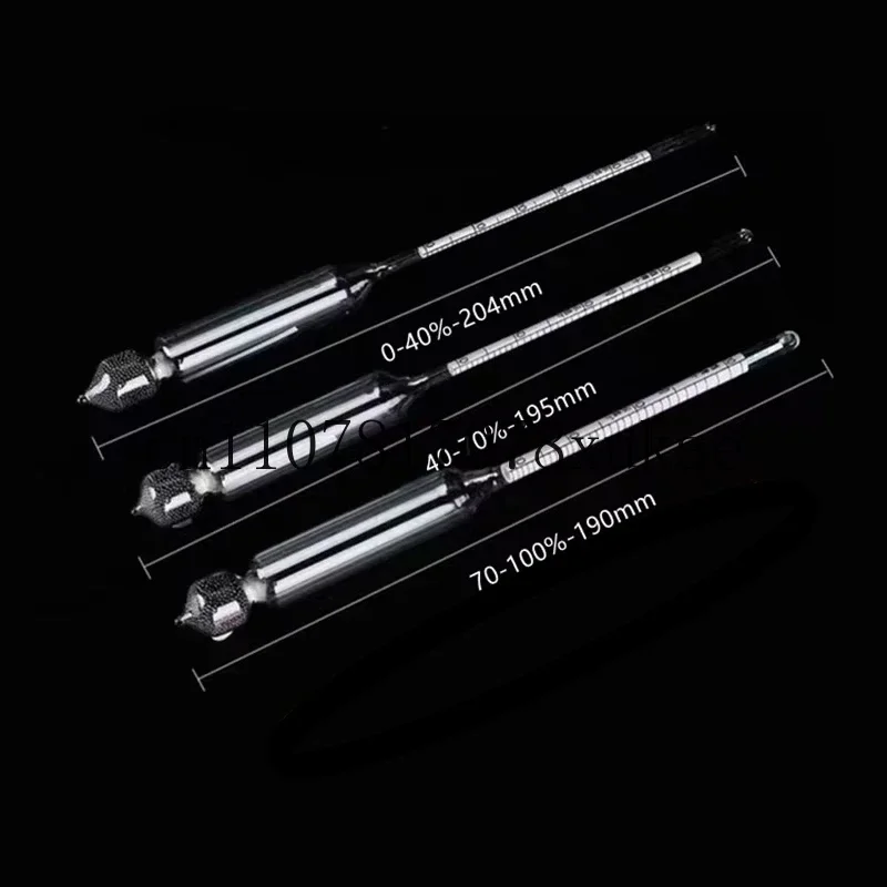 3pcs Wine Measuring Tool Set Vodka Whiskey Accurate Alcohol Concentration Meter Wooden Box Packaging 0-40%, 40-70%, 70-100%