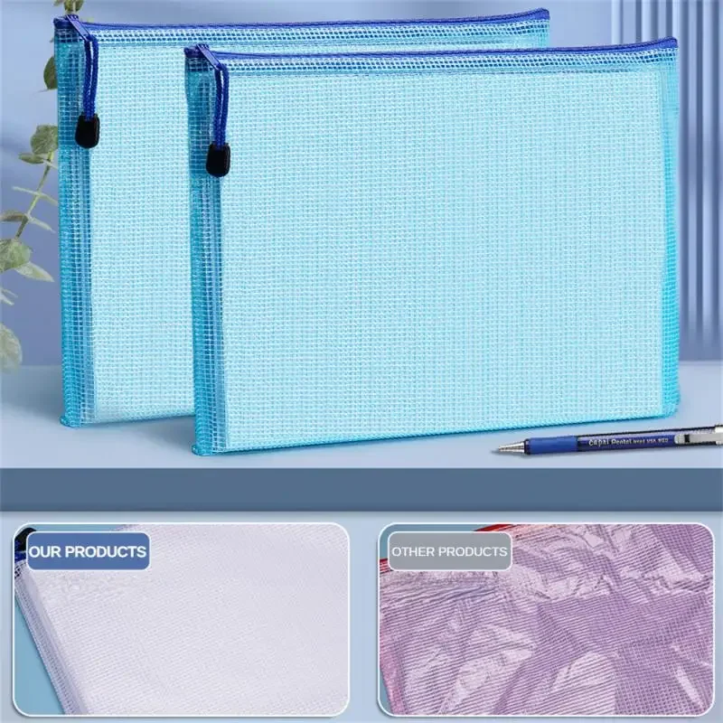 5 PCS A4 A5 A6 Document Bag Stationery Storage Folder File Mesh Zipper Pouch Zip File Folders School Office Supplies Stationery