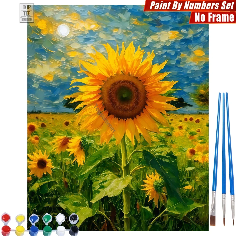 

Набор цифровых масляных красок Sunflower Field Swirl - Sunflower Field Swirl: творческий семейный подарок на Рождество для мамы