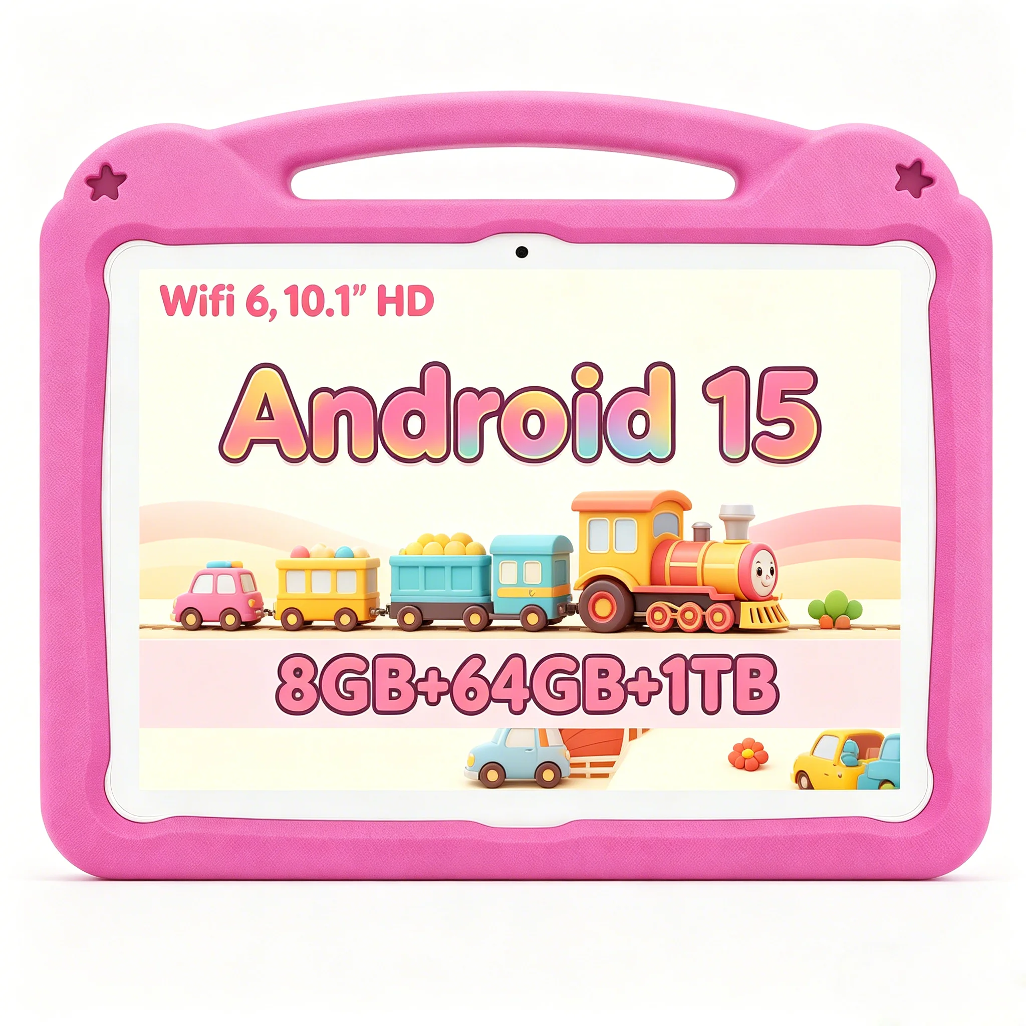 Paitanry Kids Tablet 10.1" Android 15 8+64GB(1TB Expand) 1280*800 HD 5000mAh WIFI 6 with Shockproof Bumper Case Parental Control