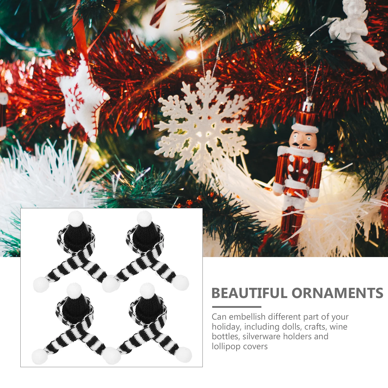 

5 Sets Holiday Hat Mini Scarf Decor Christmas Decoration Craft Beanie Hats Knitting Bottle