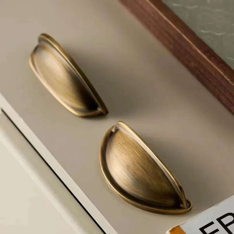 Brushed Antique Brass Cabinet Cup Pulls Bin Cup Drawer Pulls Handles 3 Inch(76mm) Hole Centers Cabinet Handles Hardware