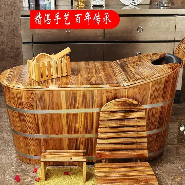 Cubo de baño, bañera, bañera, cubo de madera, hogar completo