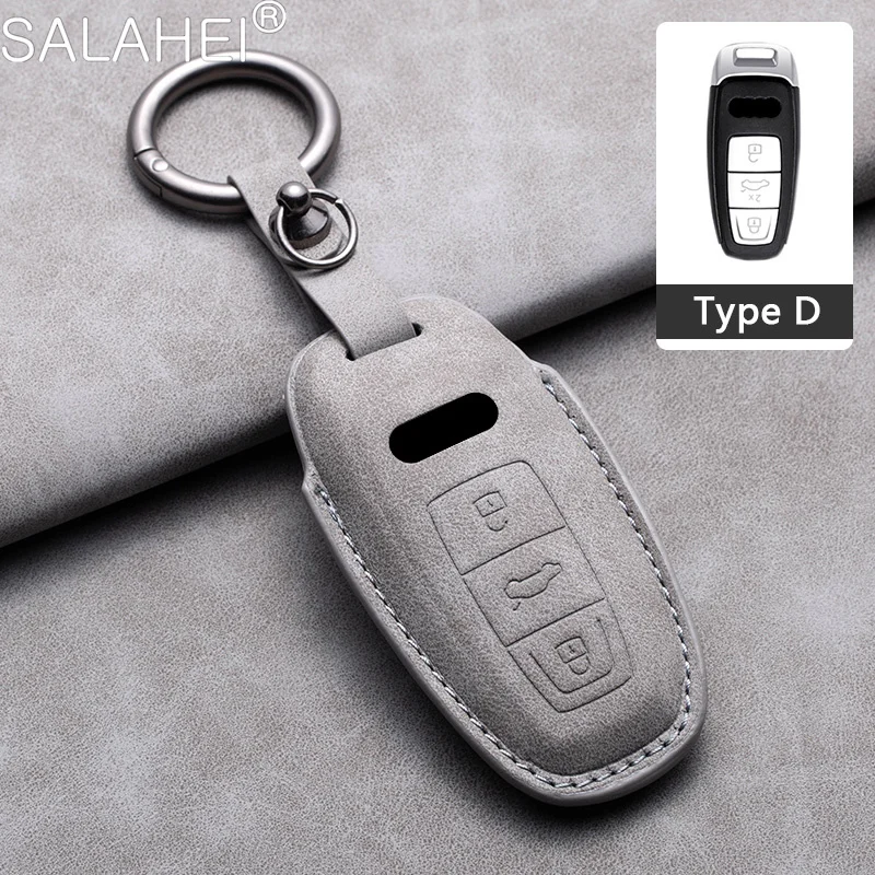 Sheepskin Car Remote Key Case Full Cover For Audi A6 A4 A5 A7 A8 C8 Q8 8S 8W Q7 B9 4M S5 S4 S7 D5 TT TTS TFSI E-Tron Accessories