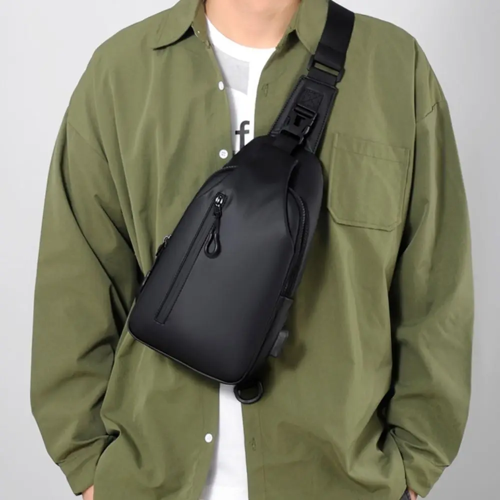 

Multi-functional Men's Chest Bag Oxford Cloth Adjustable Strap Outdoor Crossbody Bag Usb Charging Large Capacity